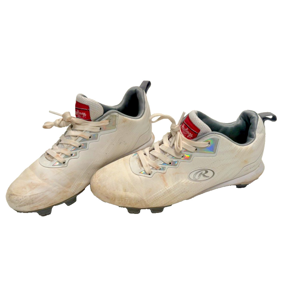 Rawlings Softball Cleats White women size 7.5 holographic